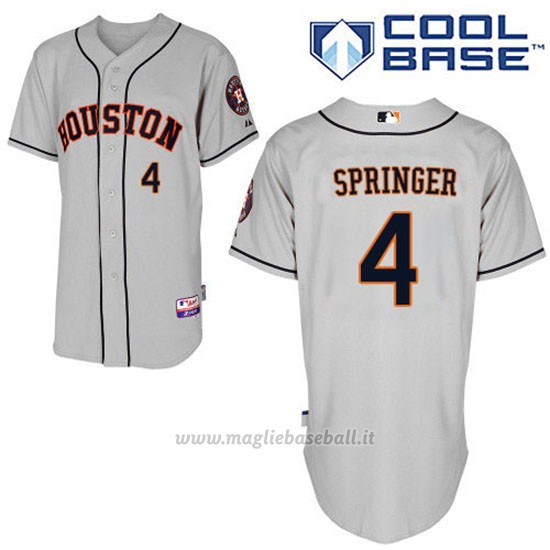 Maglia Baseball Uomo Houston Astros George Springer Majestic Autentico Collezione Grigio Cool Base
